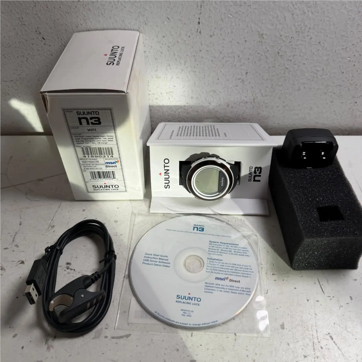 N3 SS011026220 White Chronograph Training Msn Direct Sports Watch by Suunto