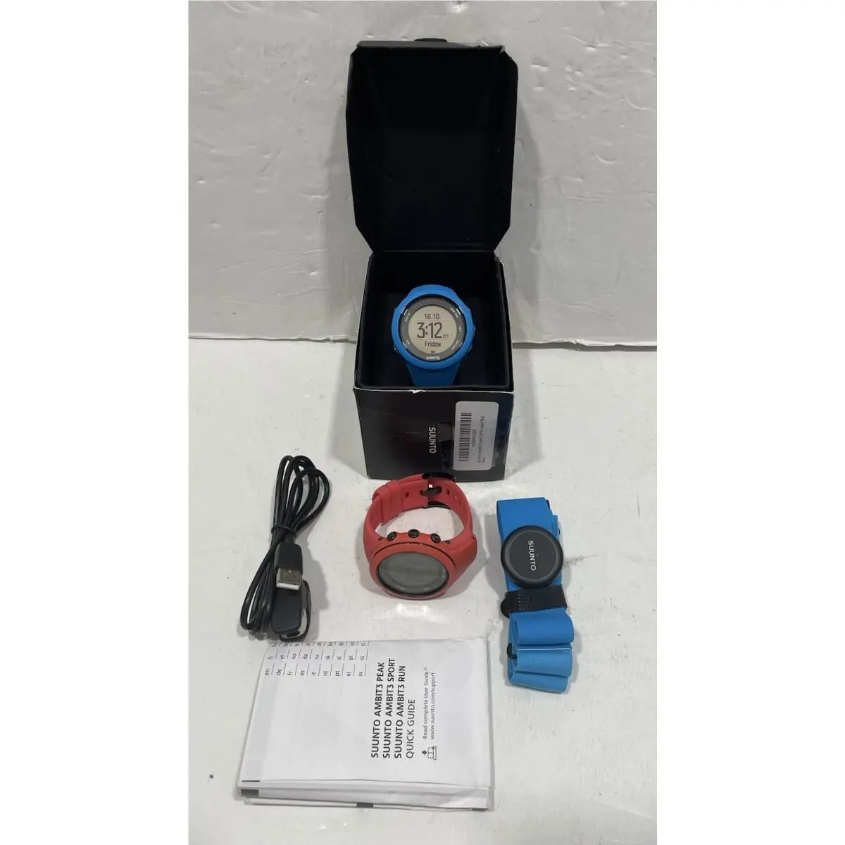 Lot  Ambit3 Run HR Lime Gps Running Watch W/heart Rate Belt Box Cable by Suunto