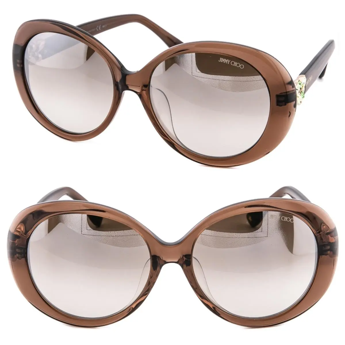 Clem Brown Silver Mirror Crystal Jewel Sunglasses Clem/f/s by Jimmy Choo