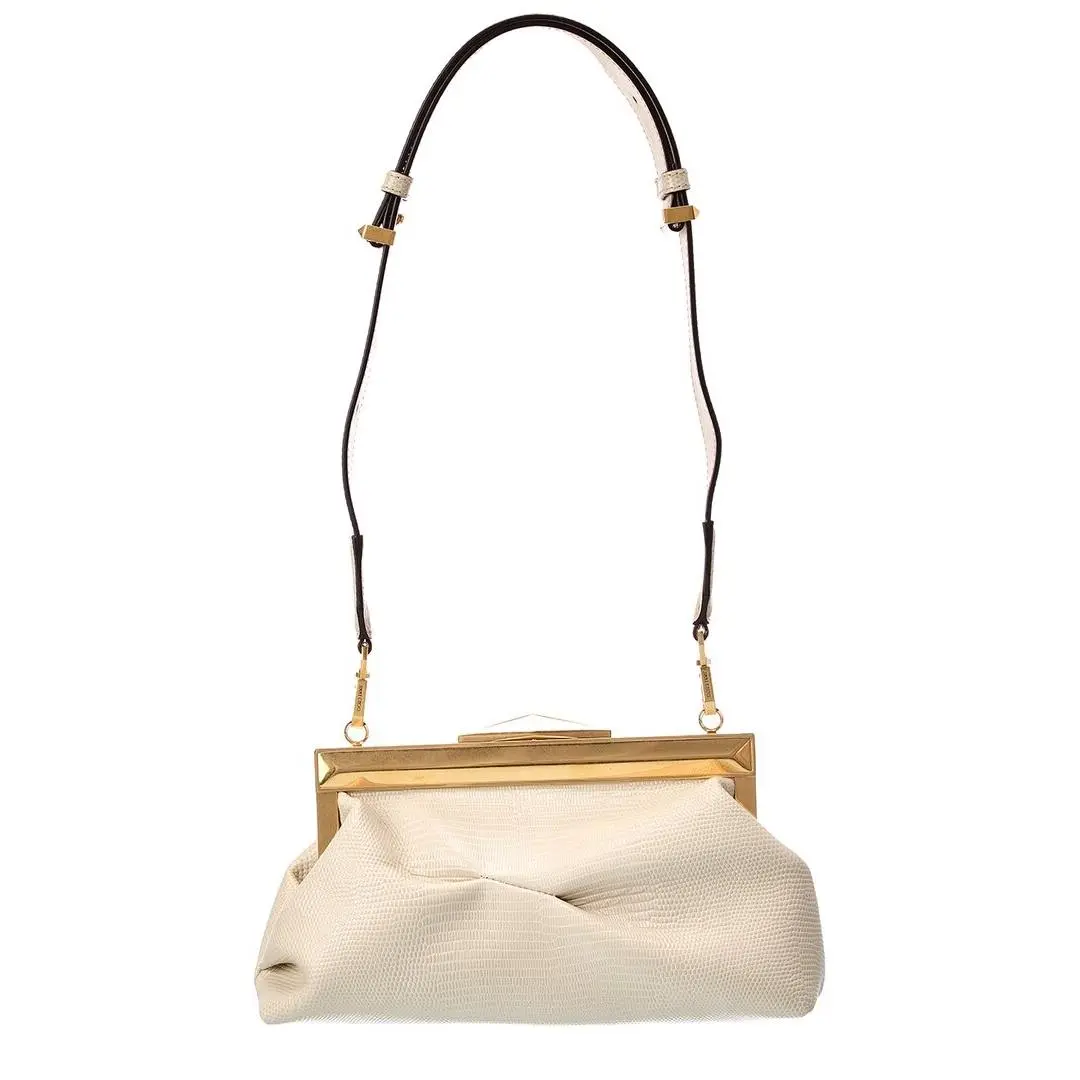 Diamond Small Lizard-embossed Leather Clutch Women`s White by Jimmy Choo