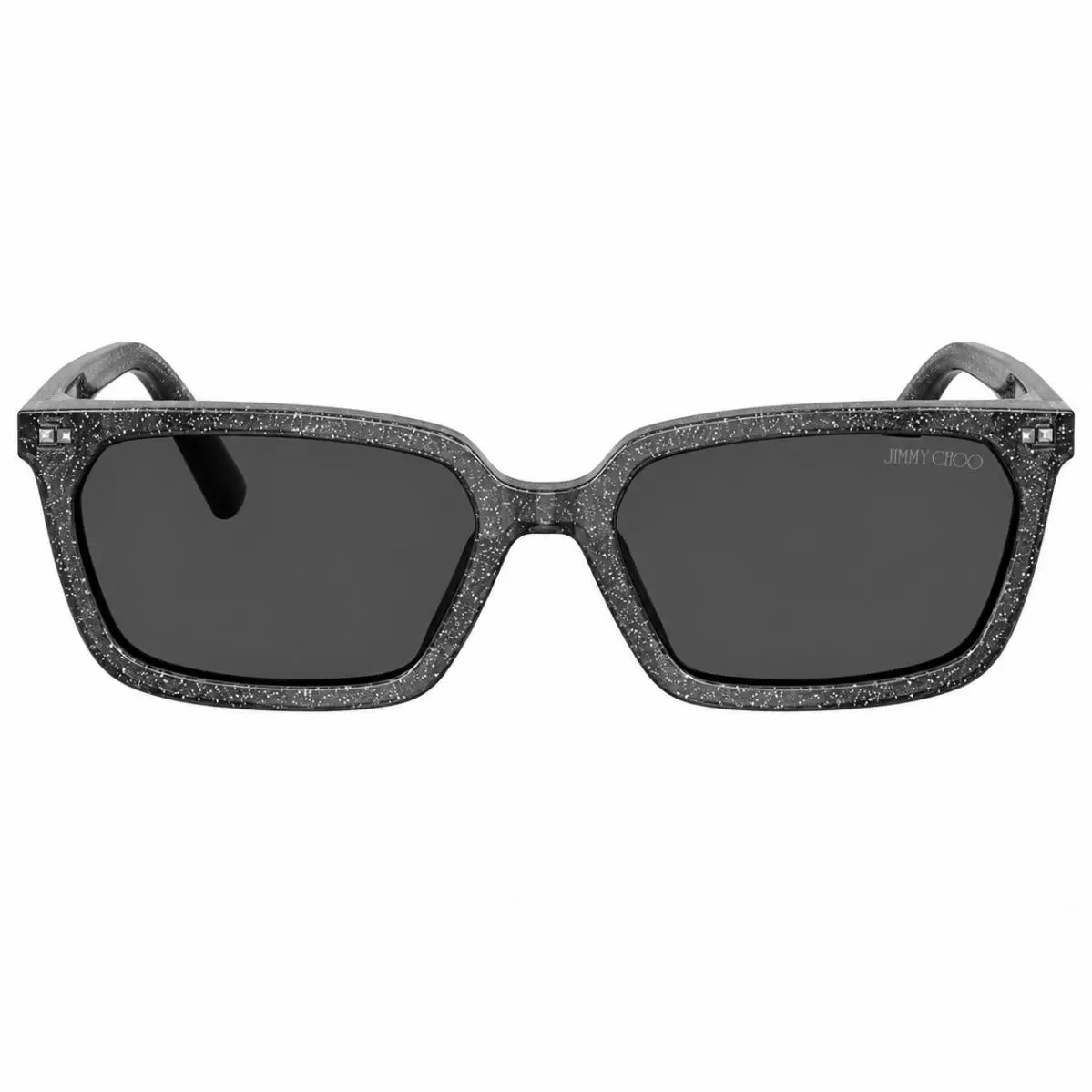 JC 5050U 512287 Black Glitter Plastic Rectangle Sunglasses Grey Lens by Jimmy Choo