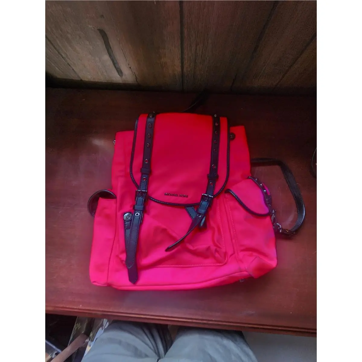 Leila Small Flap Backpack Neon Pink by Michael Kors