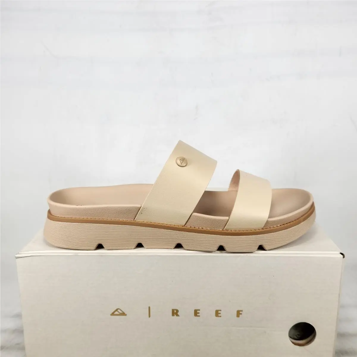 Reef Vista Luxe Thea Sandal Women Size 8 Oasis Leather Platform Slide