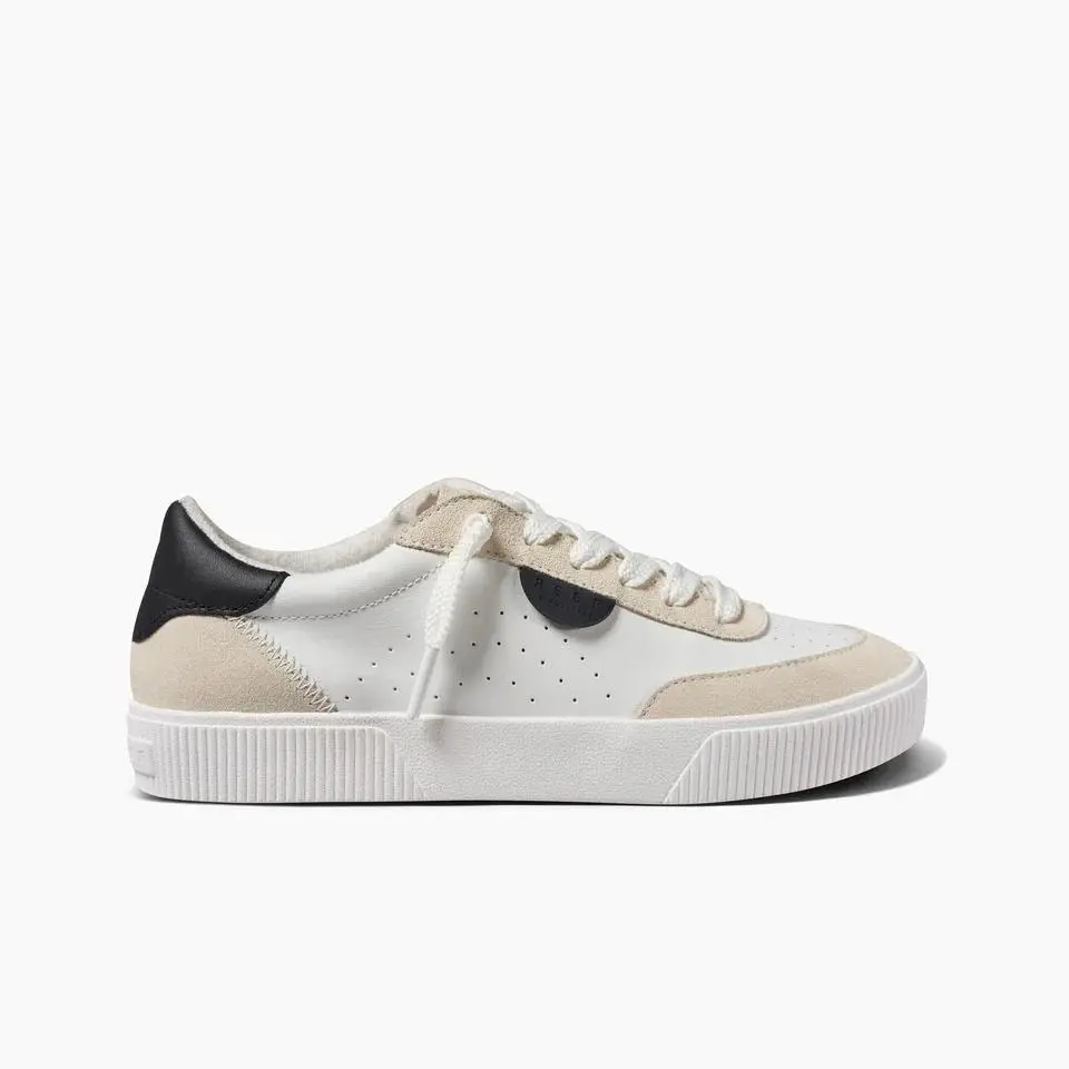 Reef Lay Day Seas Womens Hidden Wedge Leather Sneakers White Black CJ5181 Size 8