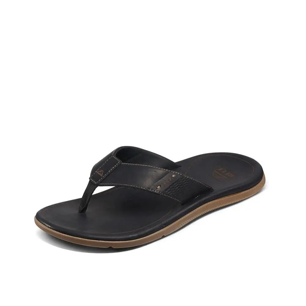 Reef Leather Santa Ana Men`s Sandals Black - 13 Medium