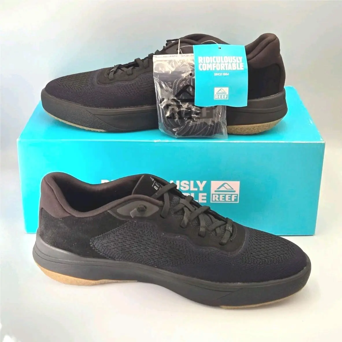 Reef Shoreline Del Mar Black Lace-up Comfort Sneakers Men`s US 10.5
