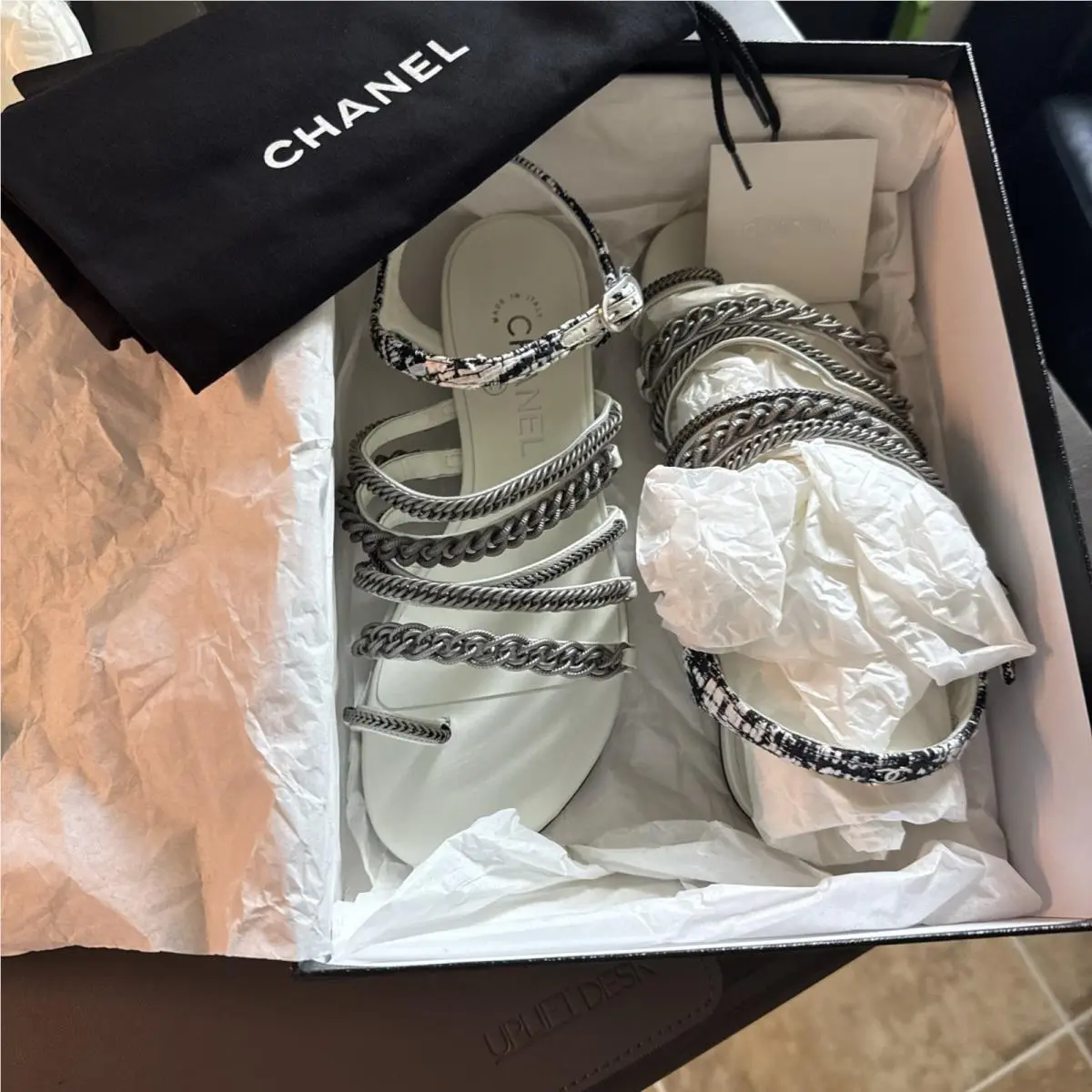 Chanel shoes - Tweed - Tweed - Black/White/silver 9
