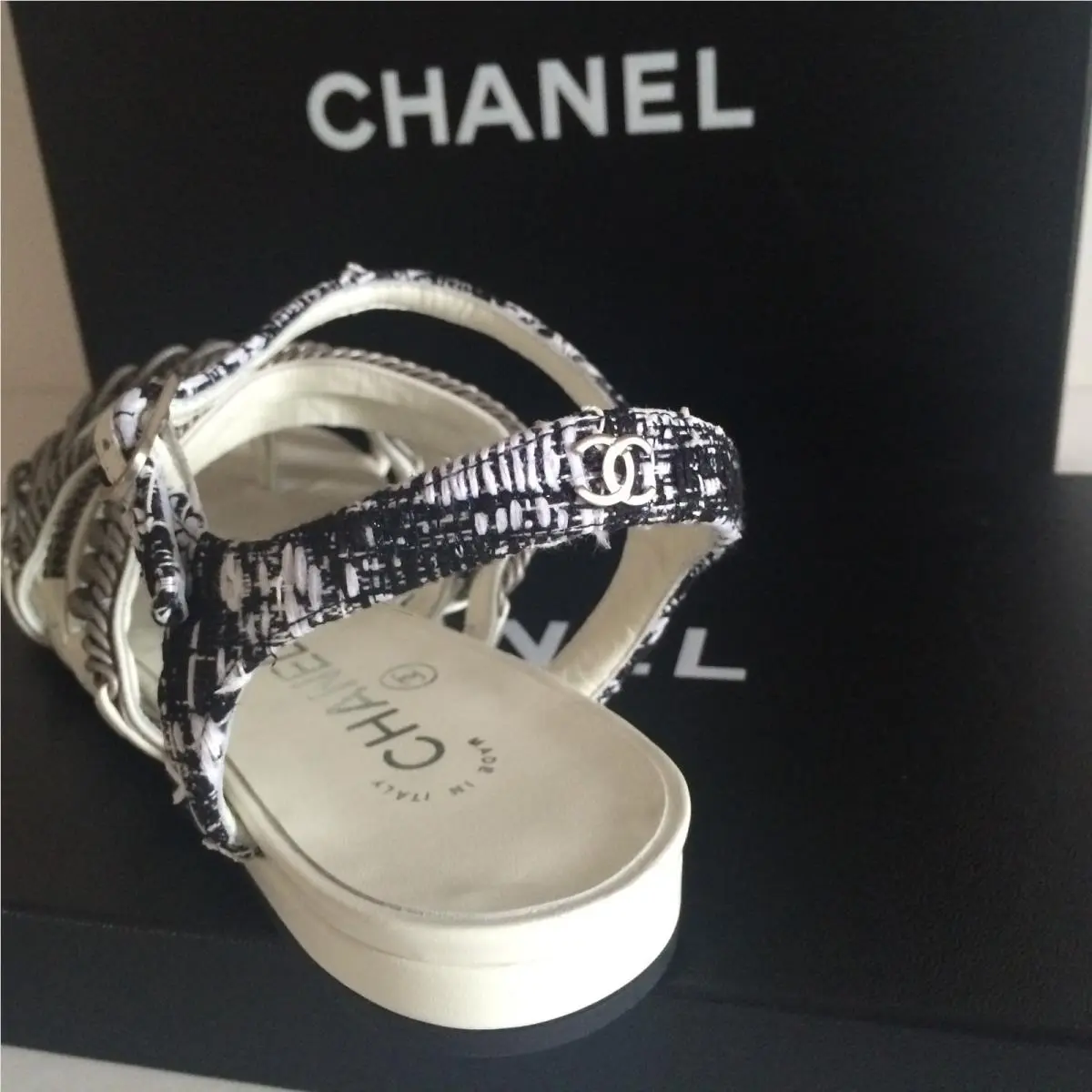 Chanel shoes - Tweed - Tweed - Black/White/silver 4