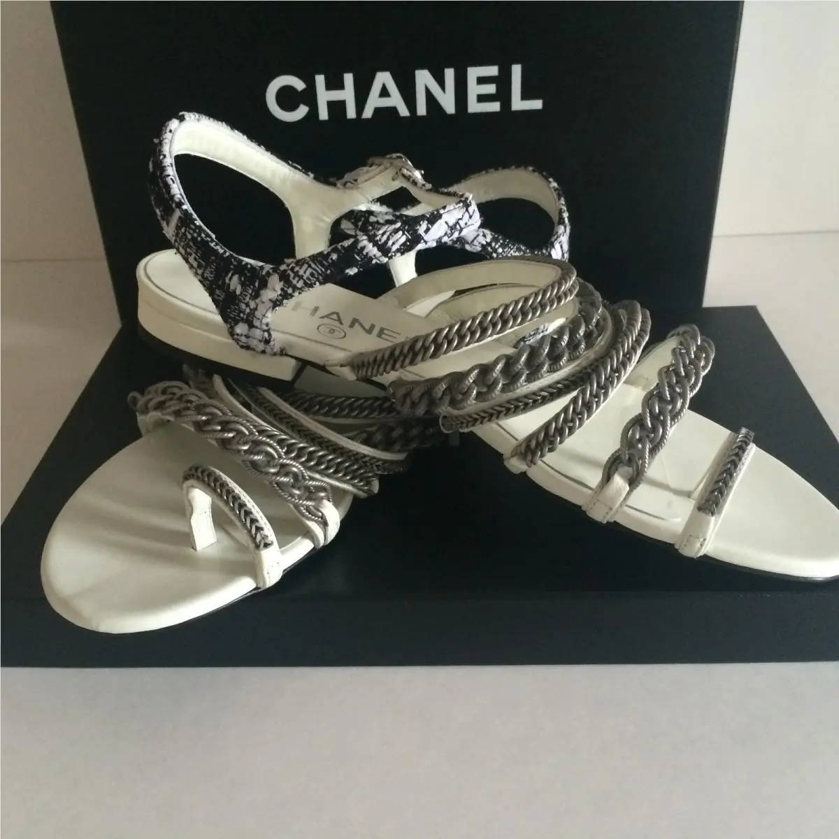 Chanel shoes - Tweed - Tweed - Black/White/silver 13