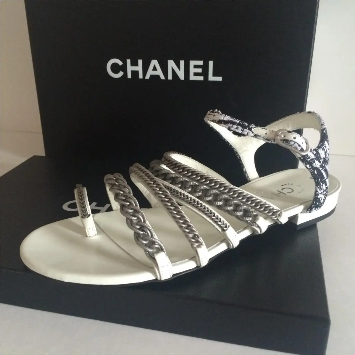 Chanel shoes - Tweed - Tweed - Black/White/silver 17