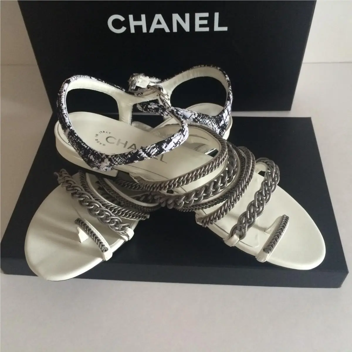 Chanel shoes - Tweed - Tweed - Black/White/silver 19