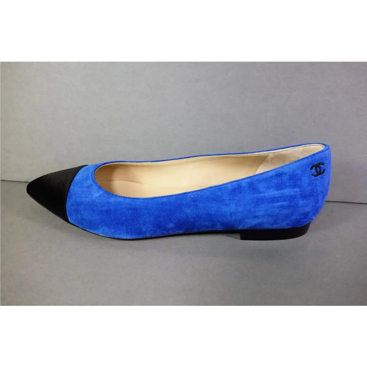 Chanel shoes - Ballet Flats - Ballet Flats - Blue, s: Royal Blue Suede and Black Satin (UPC: 3572640021563) 3