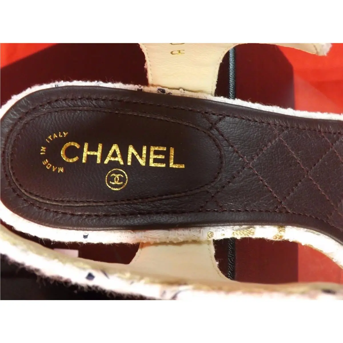 Chanel shoes - WHITE/ECRU/NAVY /GOLD (UPC: 3572635637779) 8