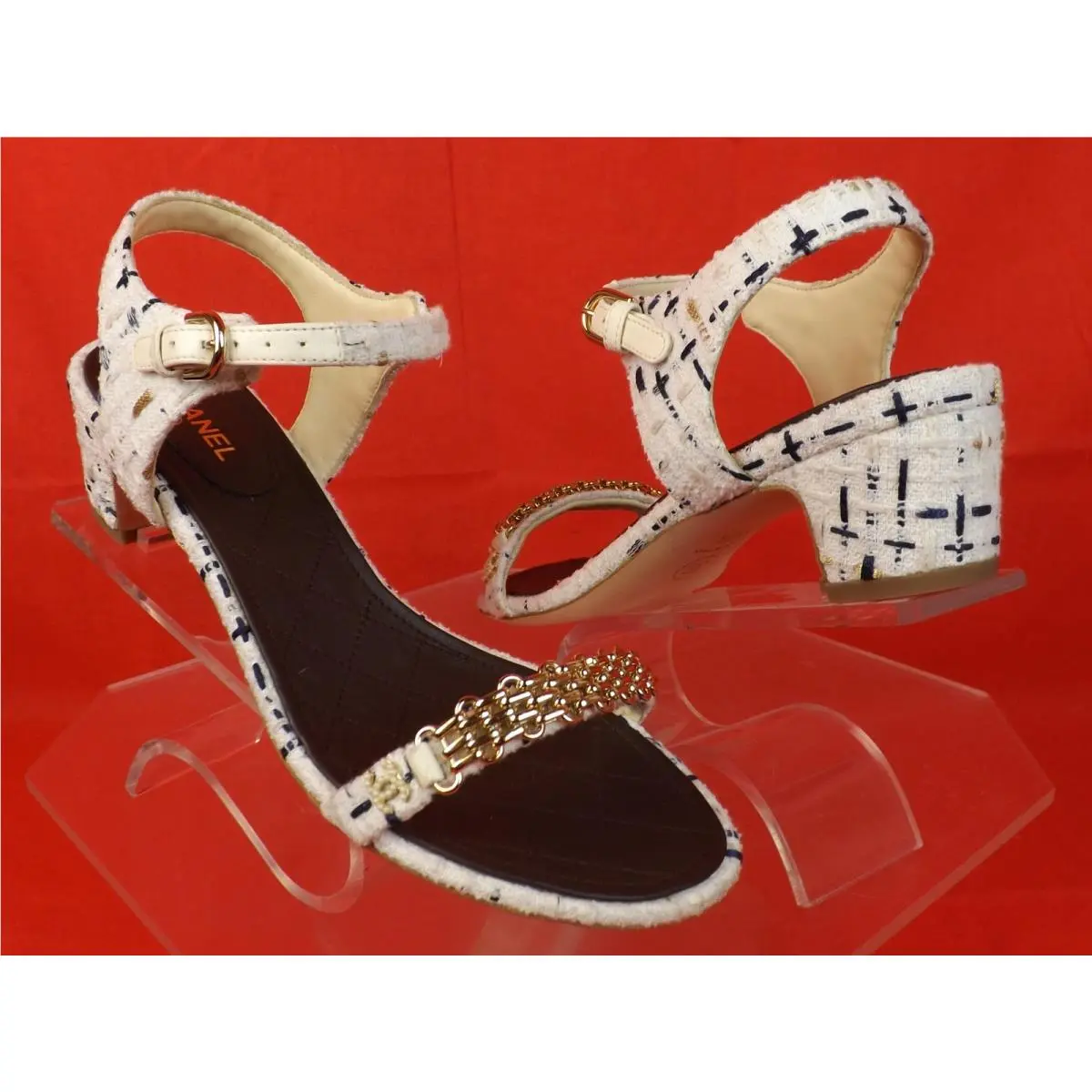Chanel shoes - WHITE/ECRU/NAVY /GOLD (UPC: 3572635637779) 2
