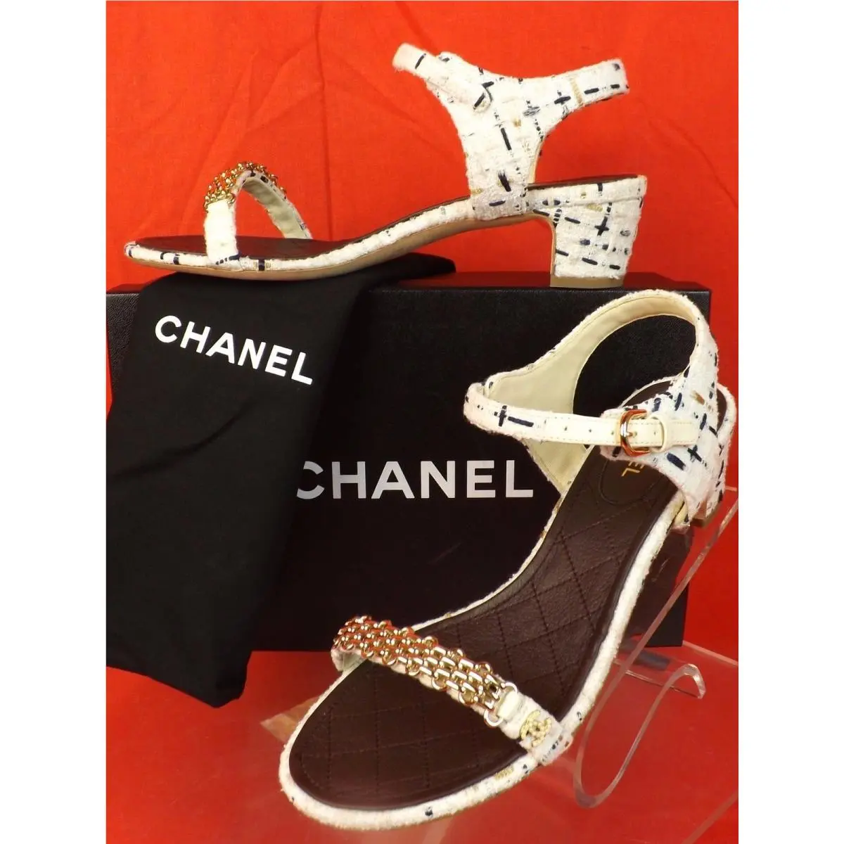 Chanel shoes - WHITE/ECRU/NAVY /GOLD (UPC: 3572635637779) 4