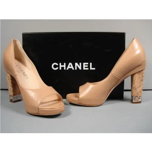 Chanel shoes - Chanel Open Toe Pumps - Open Toe Pumps - Beige (UPC: 3572627354356) 0