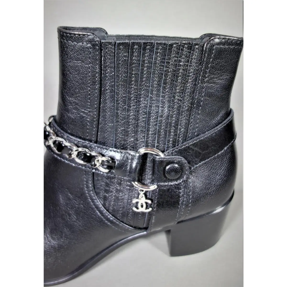 Chanel shoes - Moto Biker Motorcycle Boots Western - Black (UPC: 3572642905793) 2