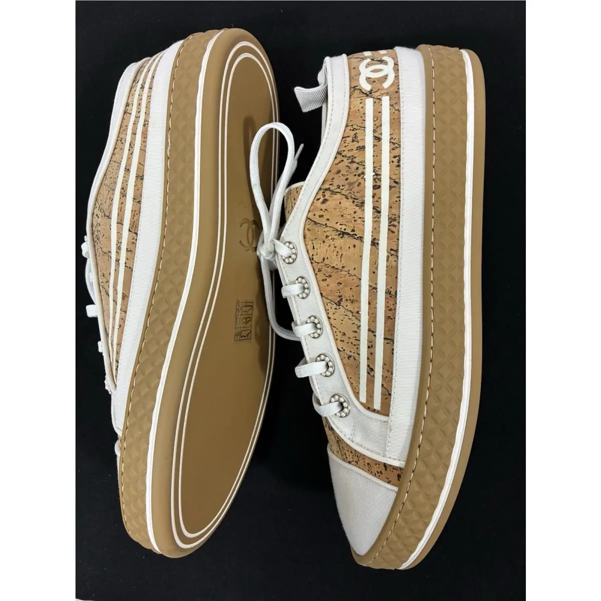 Chanel shoes - CHANEL Tan Cork - Tan Cork - White 1
