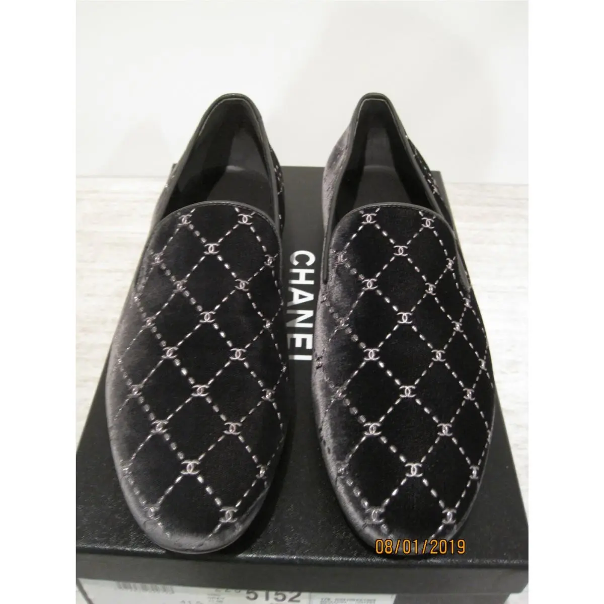 Chanel Quilted Dark Grey Loafers Flats US SZ 10.5 Eur 41.5 Italy