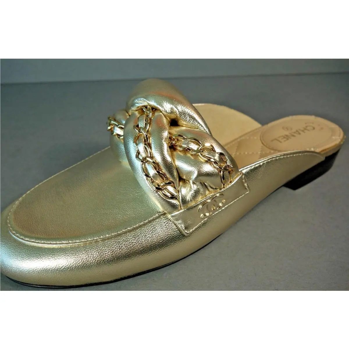 Chanel shoes - Chanel mules - mules - Gold (UPC: 3572639283293) 4