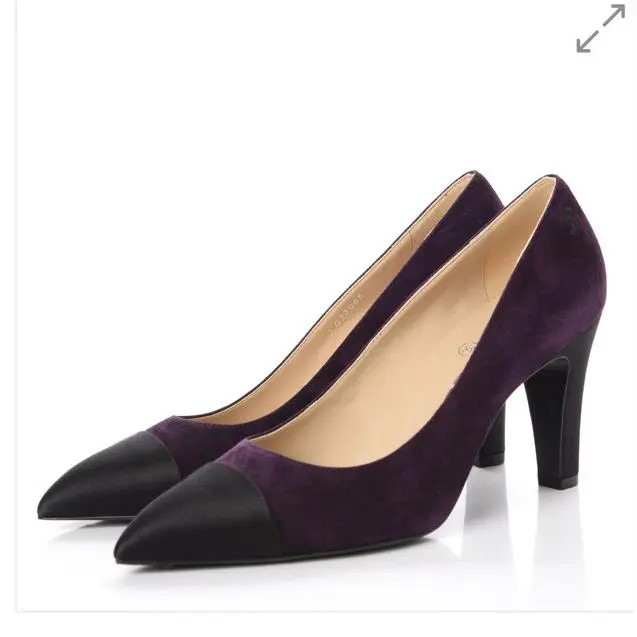 Chanel Gabrielle Coco Eggplant Suede Satin Black Cap Toe Pumps Eu 38.5