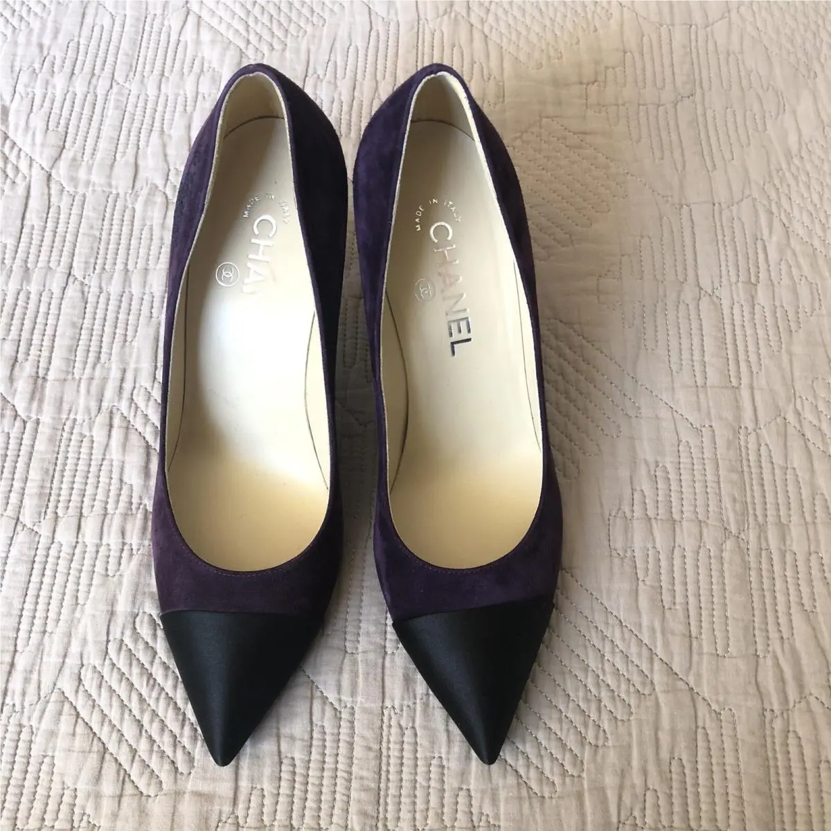 Chanel shoes - Chanel cap toe Classic pumps - Black & Dark Purple (UPC: 3572640014800) 1