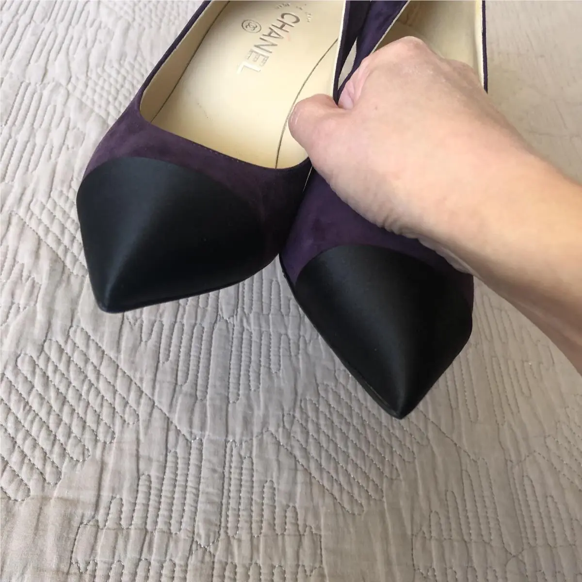 Chanel shoes - Chanel cap toe Classic pumps - Black & Dark Purple (UPC: 3572640014800) 2