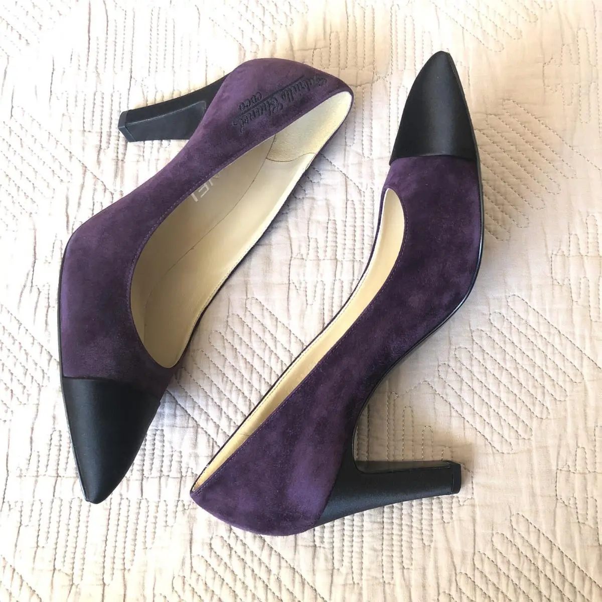 Chanel shoes - Chanel cap toe Classic pumps - Black & Dark Purple (UPC: 3572640014800) 3