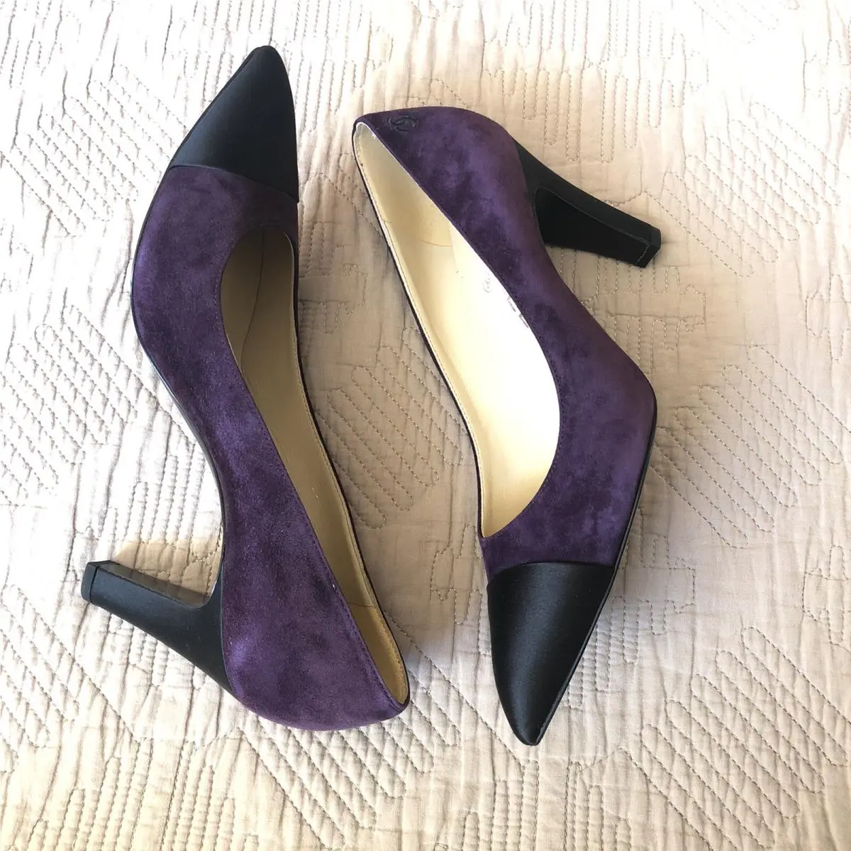 Chanel shoes - Chanel cap toe Classic pumps - Black & Dark Purple (UPC: 3572640014800) 4