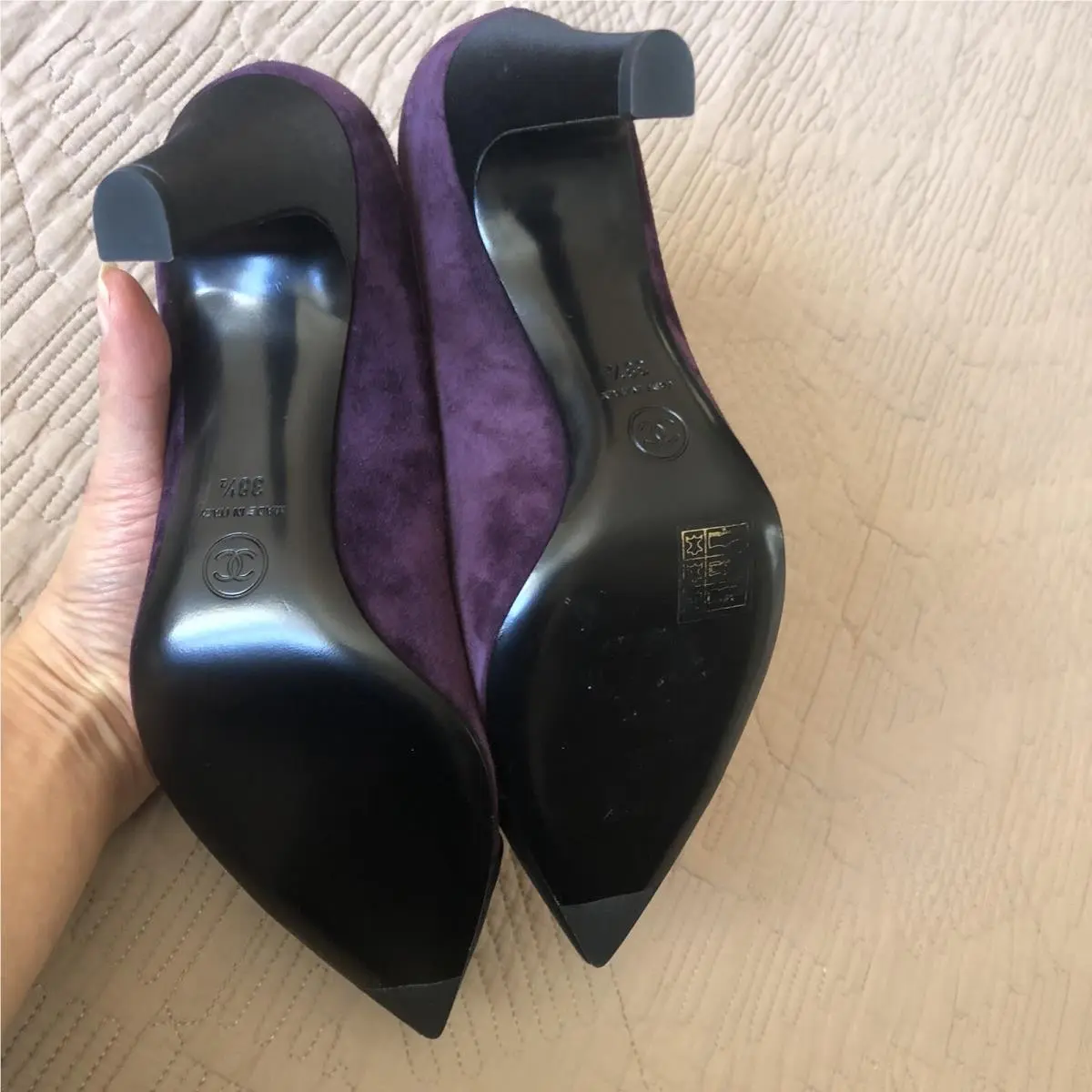 Chanel shoes - Chanel cap toe Classic pumps - Black & Dark Purple (UPC: 3572640014800) 6