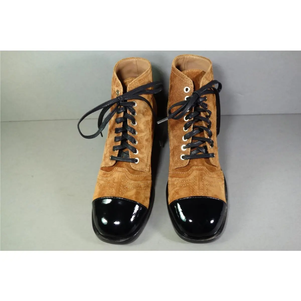 Chanel shoes - Chanel short boots - short boots - Beige, s: Caramel Beige & Black (UPC: 3572641966344) 0