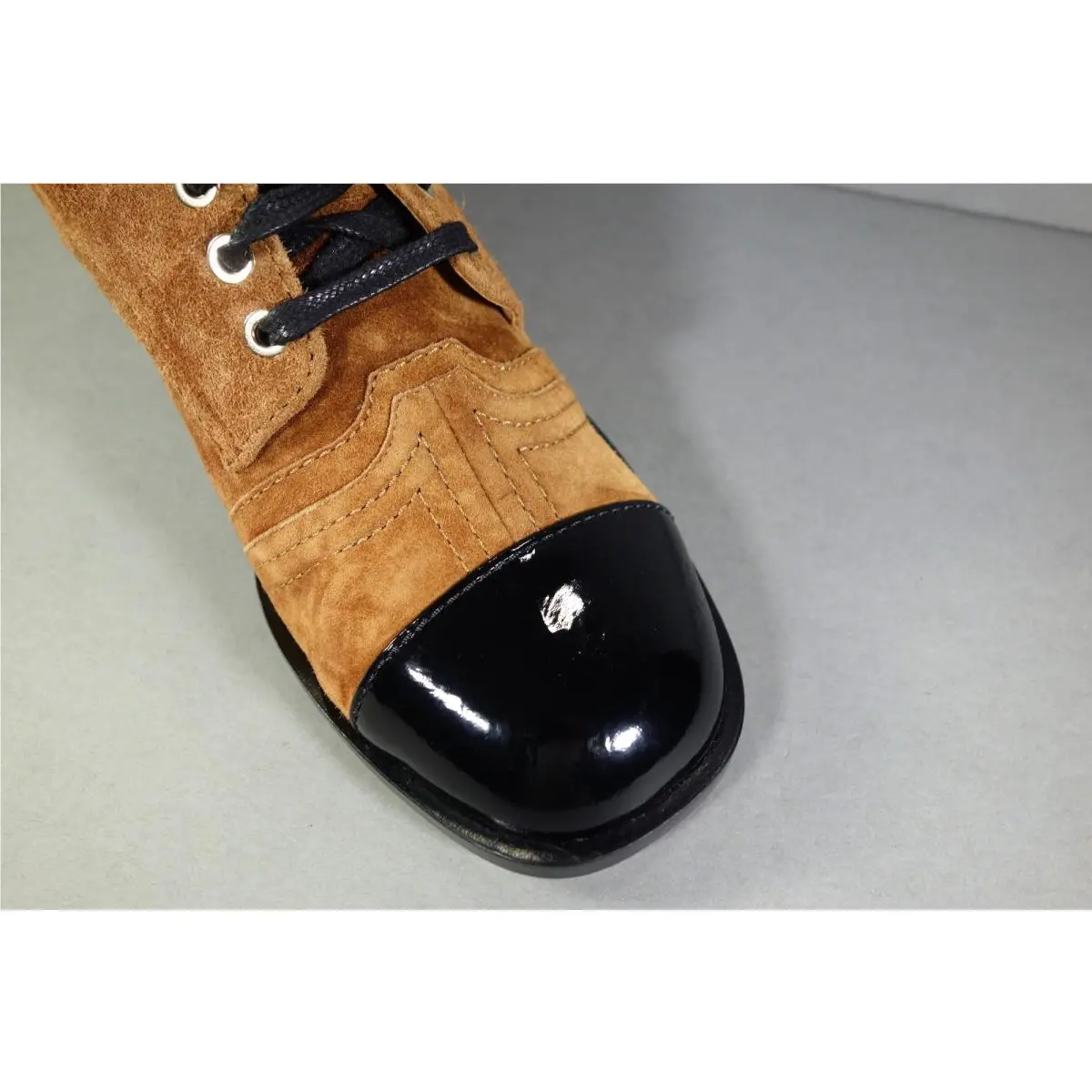 Chanel shoes - Chanel short boots - short boots - Beige, s: Caramel Beige & Black (UPC: 3572641966344) 8