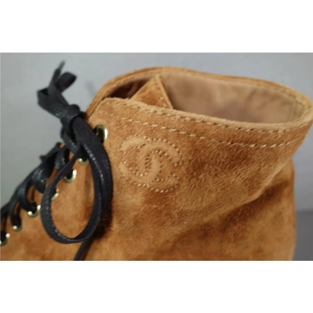 Chanel shoes - Chanel short boots - short boots - Beige, s: Caramel Beige & Black (UPC: 3572641966344) 1