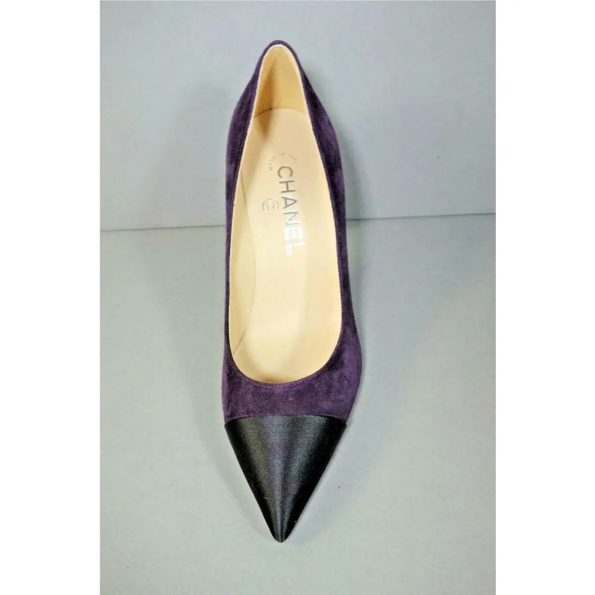 Chanel shoes - Chanel cap toe Classic pumps - Black & Dark Purple (UPC: 3572640014800) 2