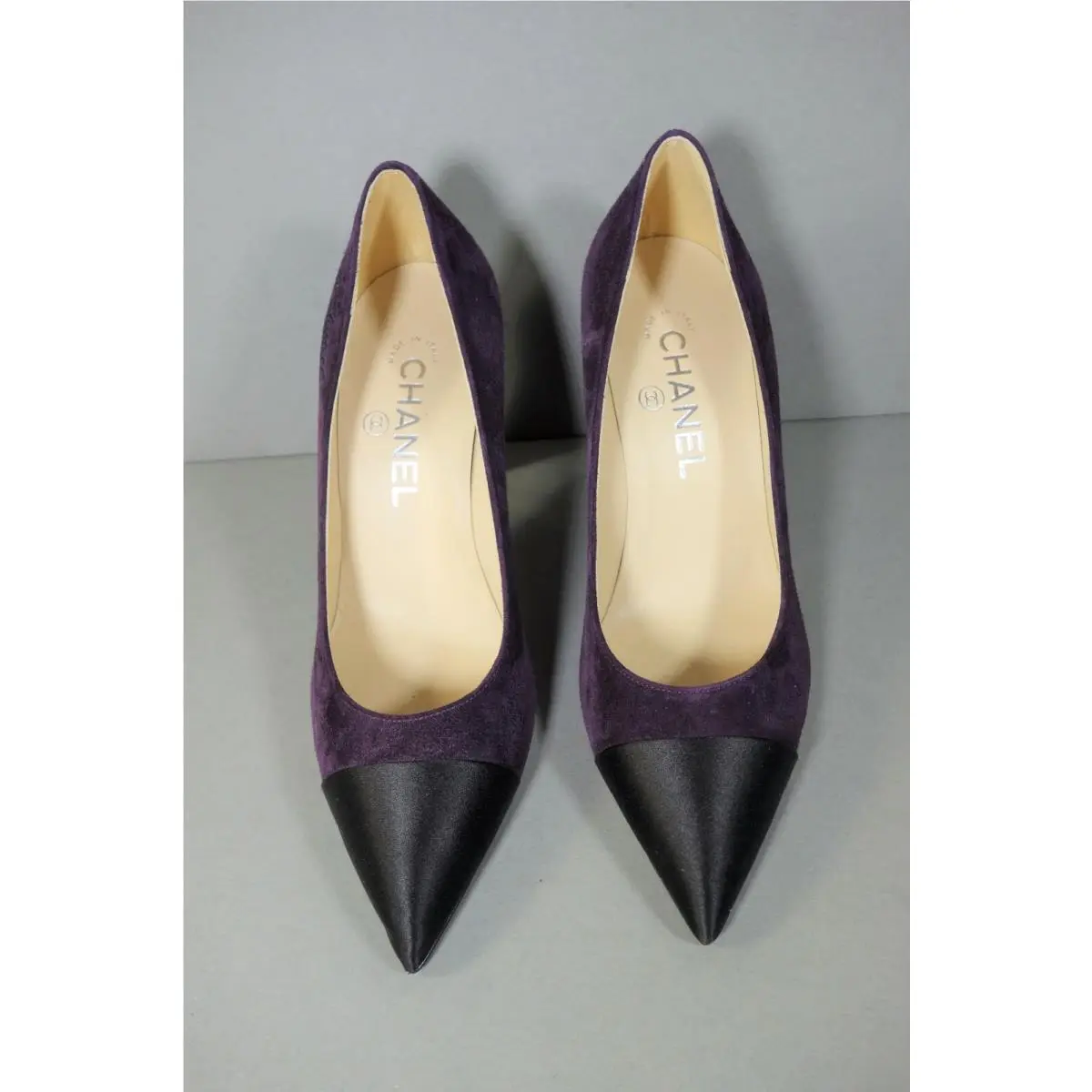 Chanel shoes - Chanel cap toe Classic pumps - Black & Dark Purple (UPC: 3572640014800) 1