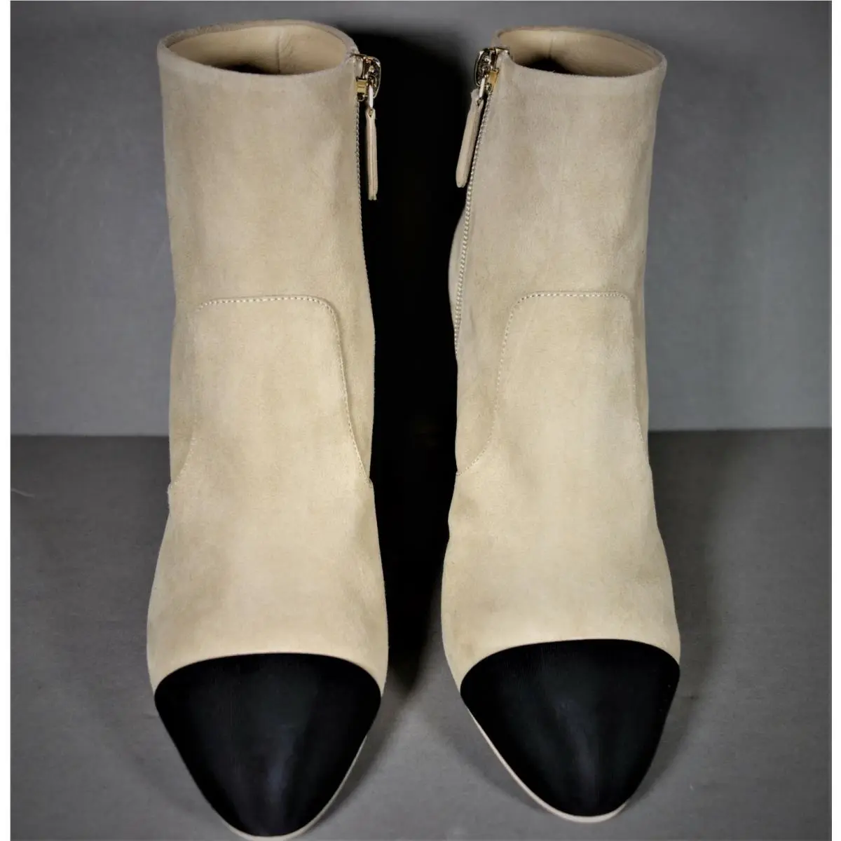 Chanel shoes - Ankle Short Booties Boots - Ankle Short Booties Boots - Medium Beige & Black, Manufacturer: Beige/Black (UPC: 3572655379734) 0