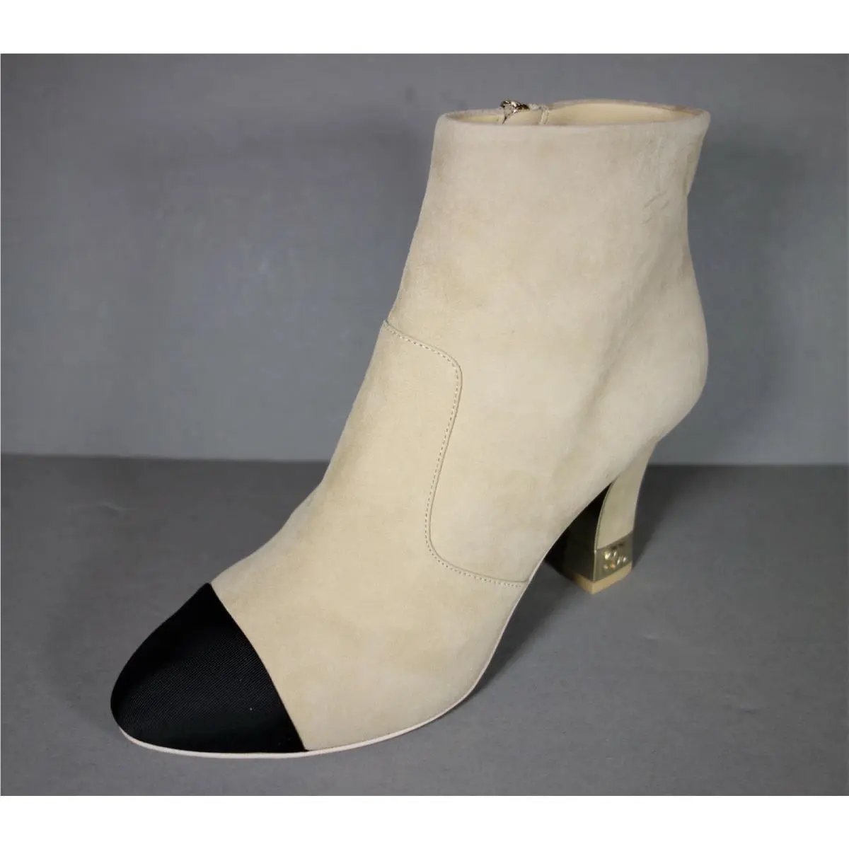 Chanel shoes - Ankle Short Booties Boots - Ankle Short Booties Boots - Medium Beige & Black, Manufacturer: Beige/Black (UPC: 3572655379734) 4