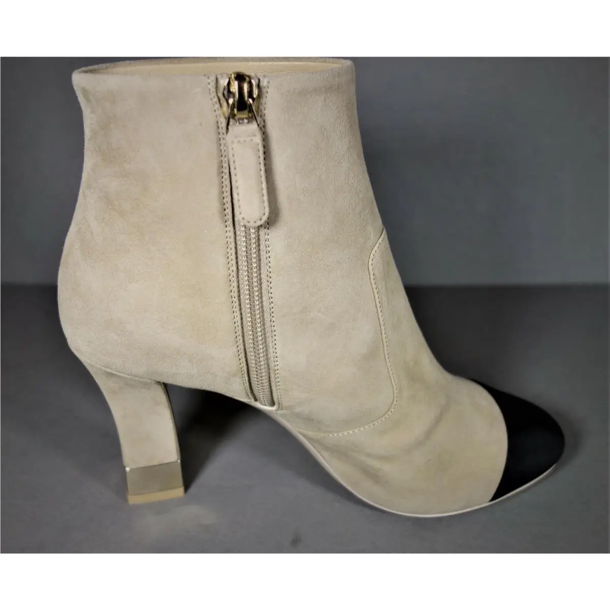 Chanel shoes - Ankle Short Booties Boots - Ankle Short Booties Boots - Medium Beige & Black, Manufacturer: Beige/Black (UPC: 3572655379734) 5