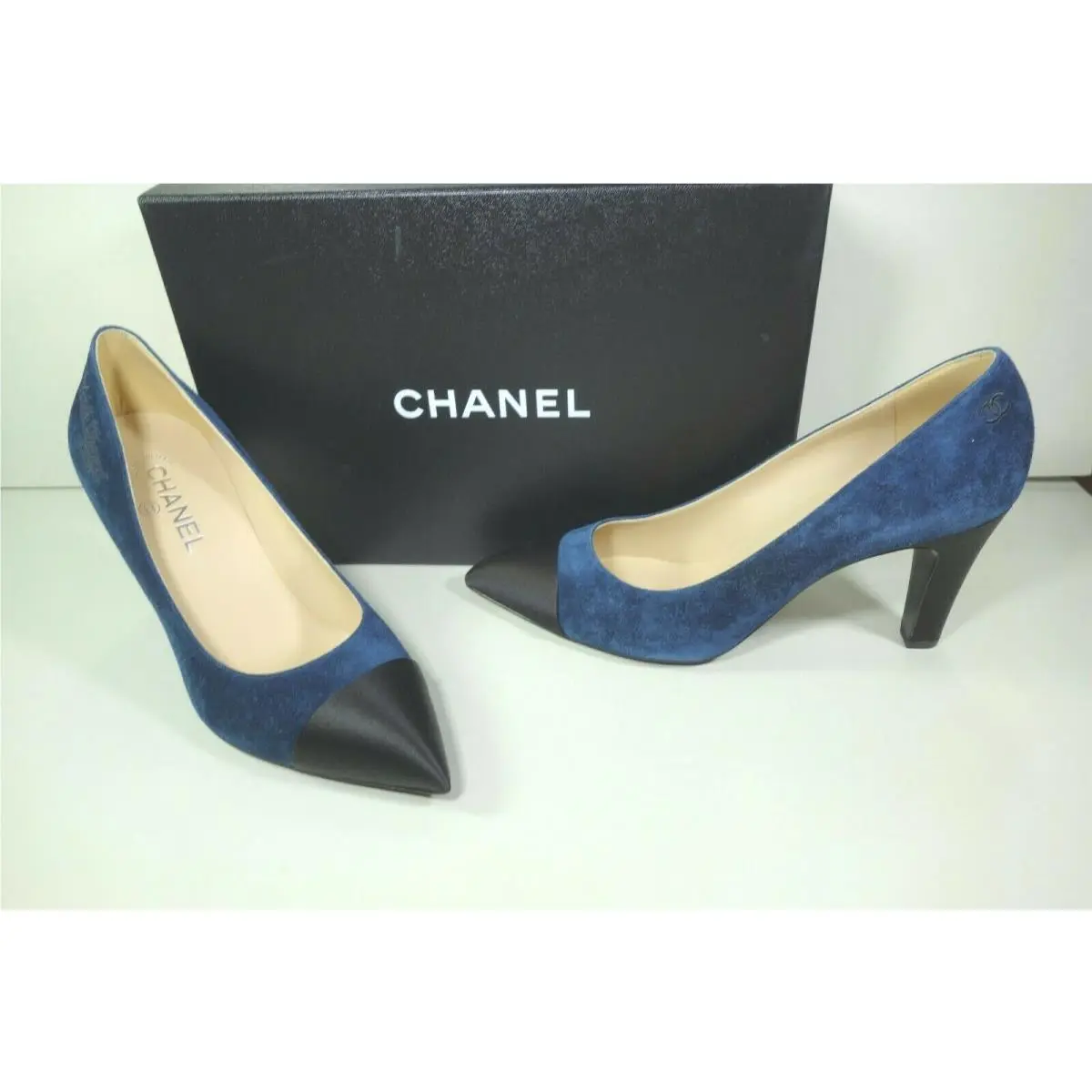 Chanel shoes - Chanel cap toe pumps Gabrielle Coco - Black & Navy Blue (UPC: 3572640012059) 0
