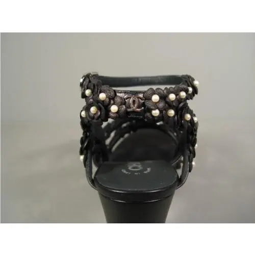 Chanel shoes - Chanel camellia pearls sandals - camellia pearls sandals - Dark Navy Blue (UPC: 3572631413896) 6
