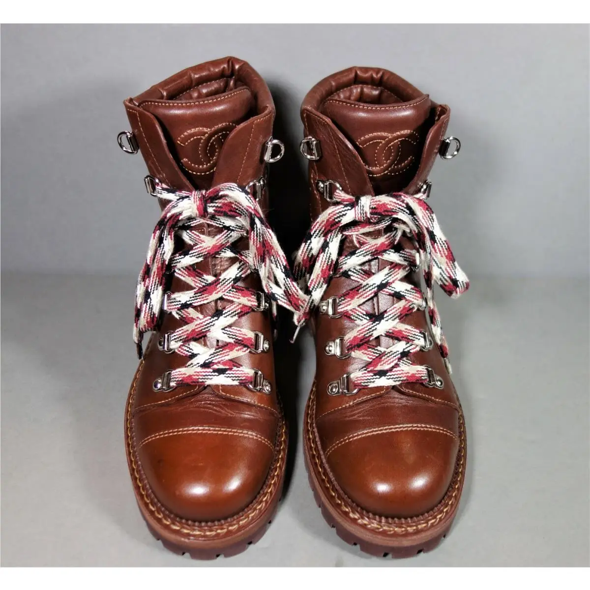 Chanel shoes - Lace Up Ankle Boots - Lace Ankle Boots - Brown, s: Burgundy/Wine/Brown (UPC: 3572641943505) 1