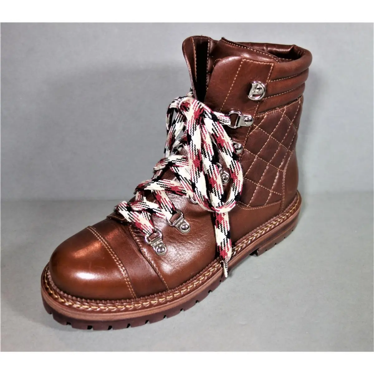 Chanel shoes - Lace Up Ankle Boots - Lace Ankle Boots - Brown, s: Burgundy/Wine/Brown (UPC: 3572641943505) 4