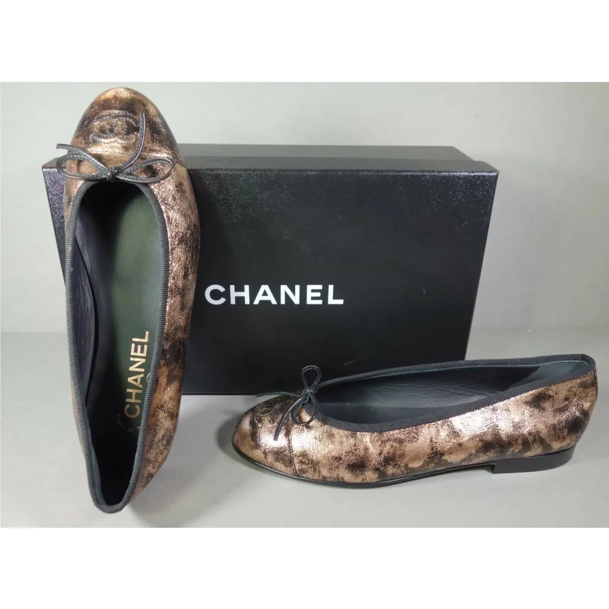 Chanel shoes - Chanel Ballerina - Ballerina - Multicolor, s: Black & Bronze (UPC: 3572642848823) 0