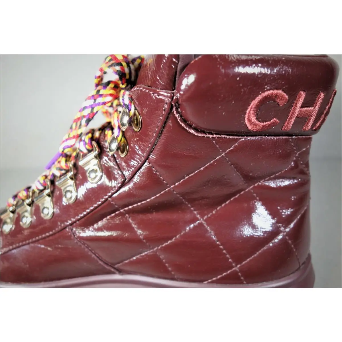 Chanel shoes - Biker/Moto Boots - Boots - Burgundy, s: Burgundy/Wine (UPC: 3572641989541) 4