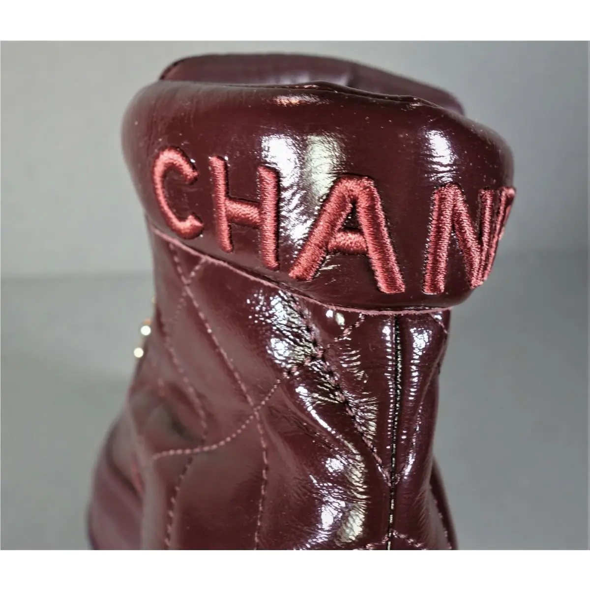 Chanel shoes - Biker/Moto Boots - Boots - Burgundy, s: Burgundy/Wine (UPC: 3572641989541) 6