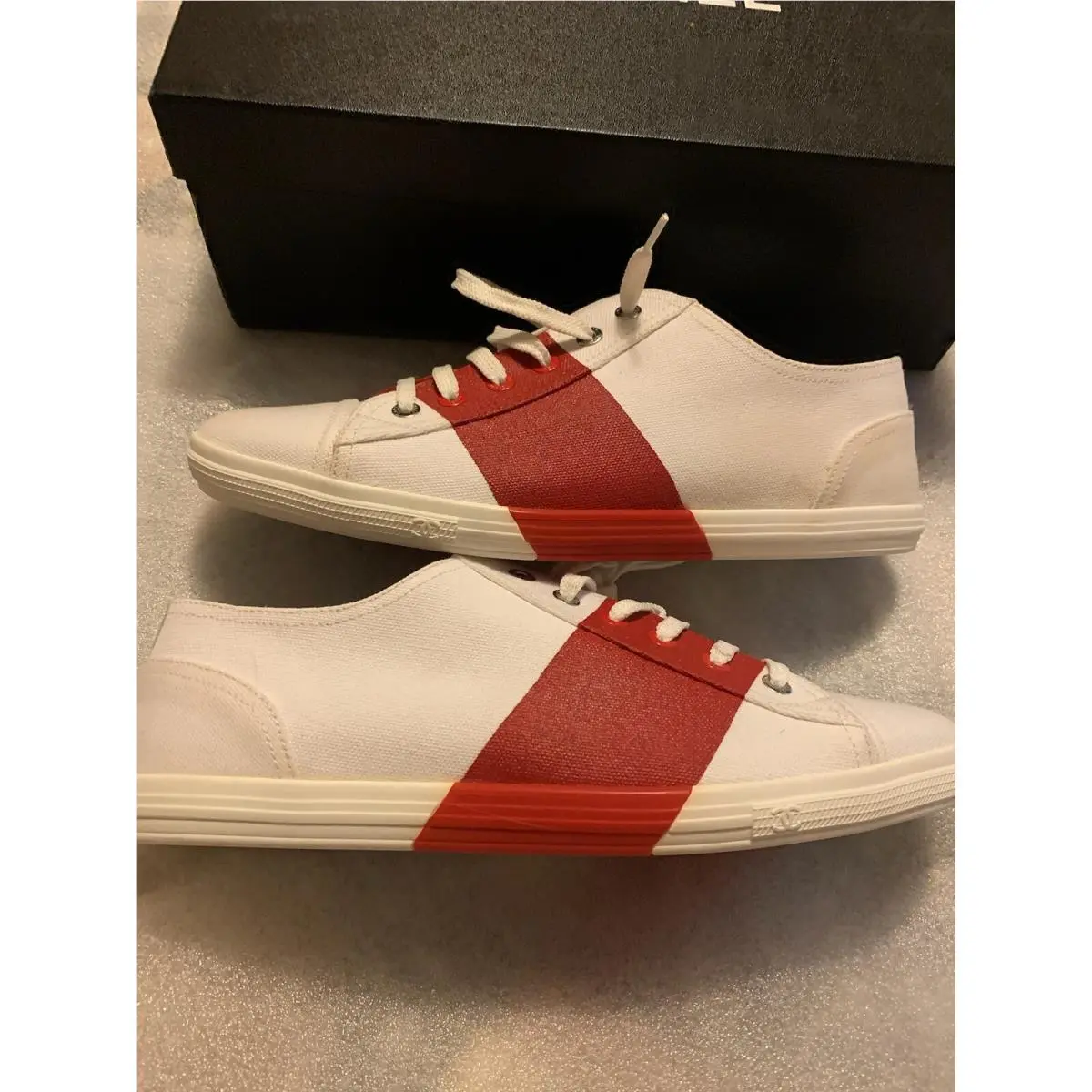 Chanel shoes - C 6368 - 6368 - White With Red Strip (UPC: 3572629723891) 0