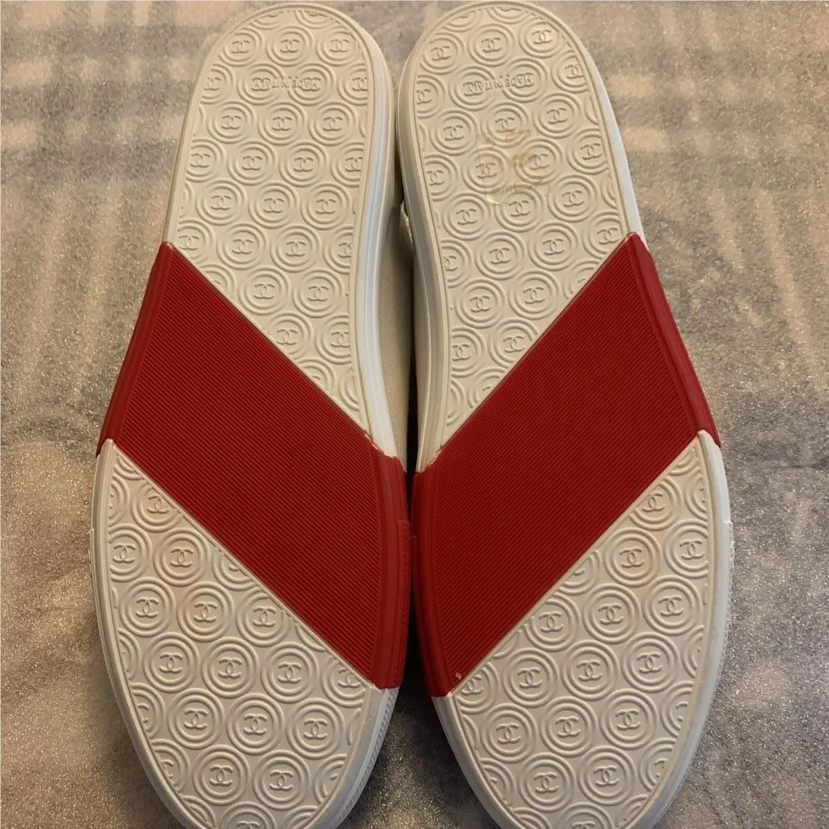 Chanel shoes - C 6368 - 6368 - White With Red Strip (UPC: 3572629723891) 1