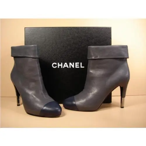 Chanel shoes - Hidden Platform Bootie - Hidden Platform Bootie - Gray, s: Gris/BleuFonce or Grey/Dark Blue (UPC: 3572630454364) 0