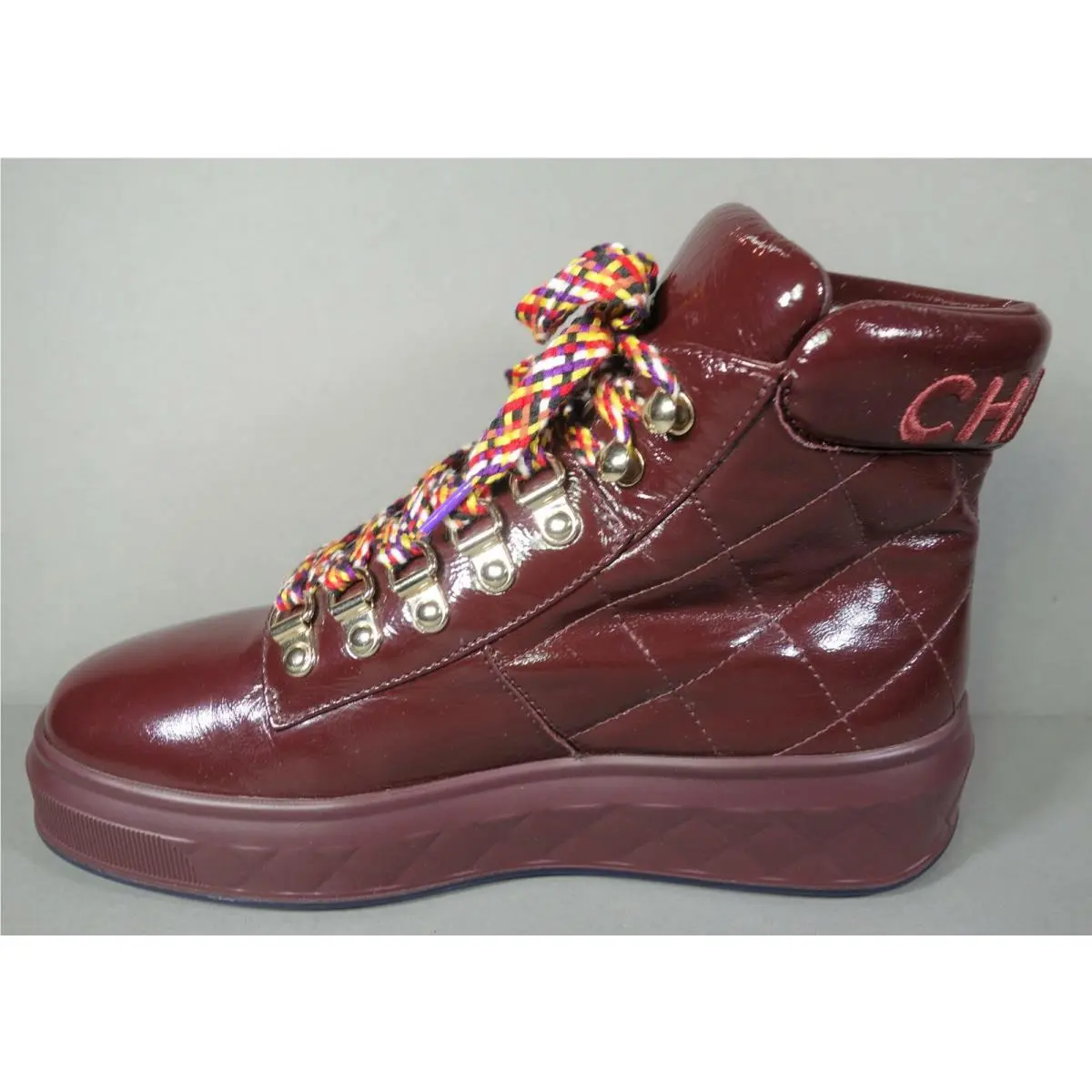 Chanel shoes - Biker/Moto Boots - Boots - Burgundy, s: Burgundy/Wine (UPC: 3572641989534) 1