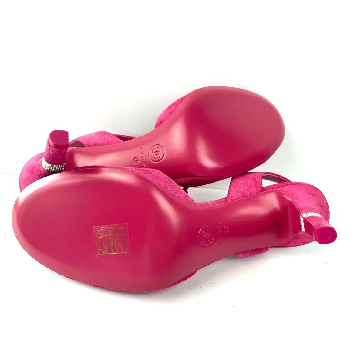 Chanel shoes - CHANEL Cap Toe Crystal CC Buckle Slingback - G39402 Y56129 K4960 - Fuchsia 11